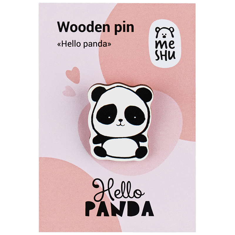 Значок деревянный MESHU "Hello panda", 2,7*3,3 см MESHU-MS_45610