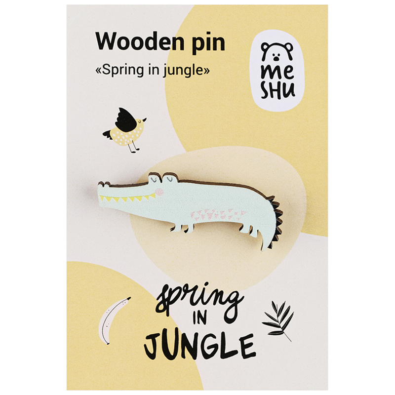 Значок деревянный MESHU "Spring in jungle", 4,5*2,0 см MESHU-MS_45606
