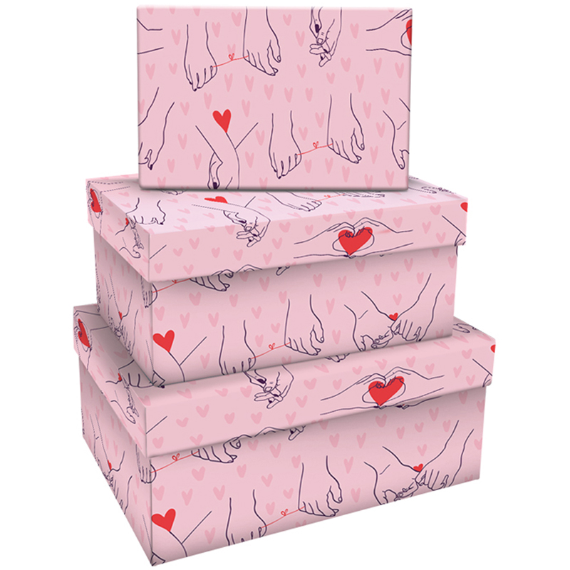 Набор прямоугольных коробок 3в1, MESHU "Falling in love", (19*12*7,5-15*10*5см) MESHU-MS_46603