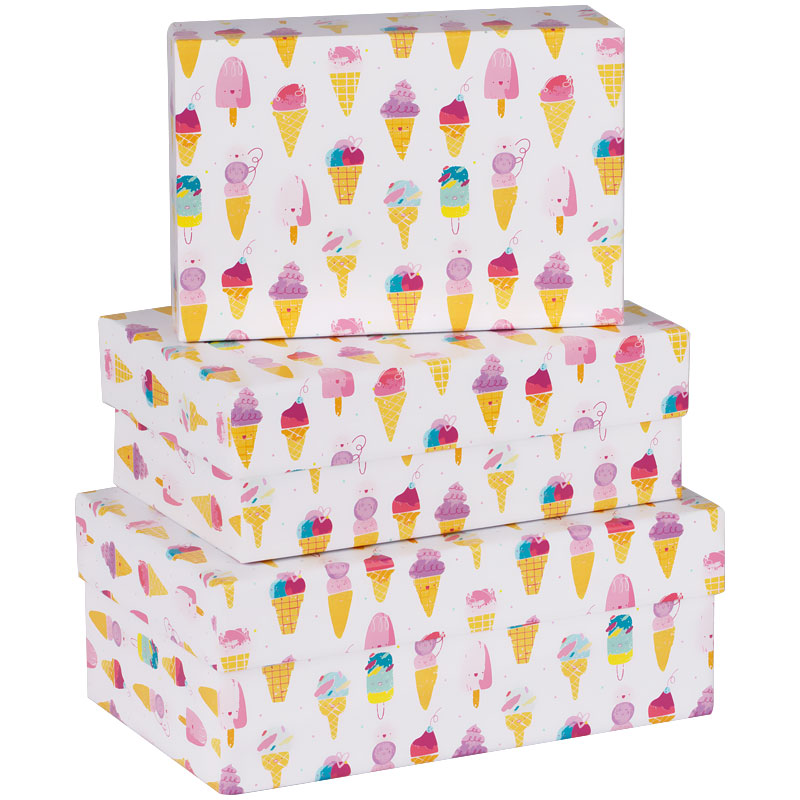 Набор прямоугольных коробок 3в1, MESHU "Ice creams", (19*12*7,5-15*10*5см) MESHU-Кп_41122