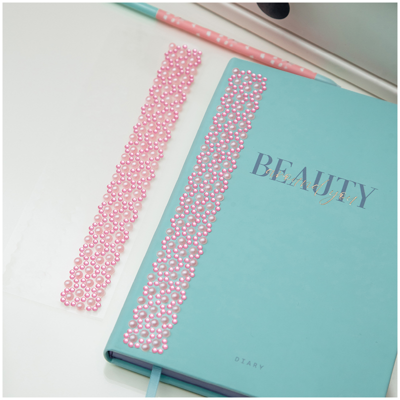 Наклейки акриловые MESHU "Pink line", 25*7,8см, стразы, 500 наклеек MESHU-MS_36652