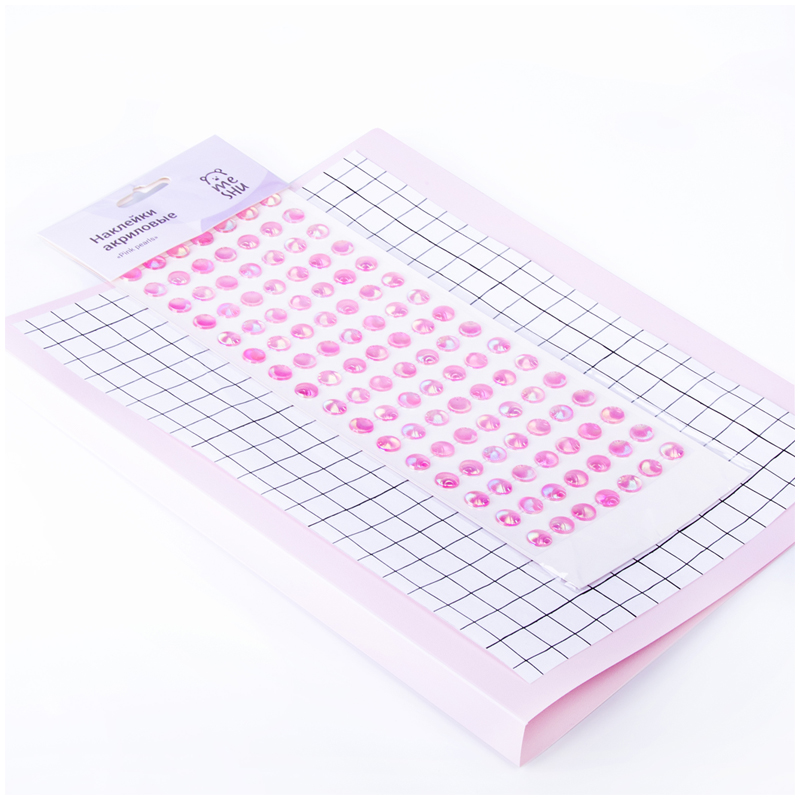 Наклейки акриловые MESHU "Pink pearls", 10*32см, стразы, 119 наклеек MESHU-MH_32462
