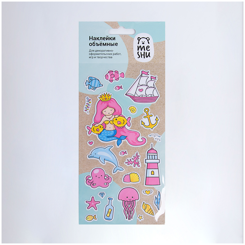 Наклейки объемные MESHU "Under the sea", 10*24см, 25 наклеек MESHU-MH_33130