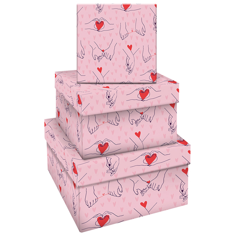 Набор квадратных коробок 3в1, MESHU "Falling in love", (19,5*19,5*11-15,5*15,5*9см) MESHU-MS_46585