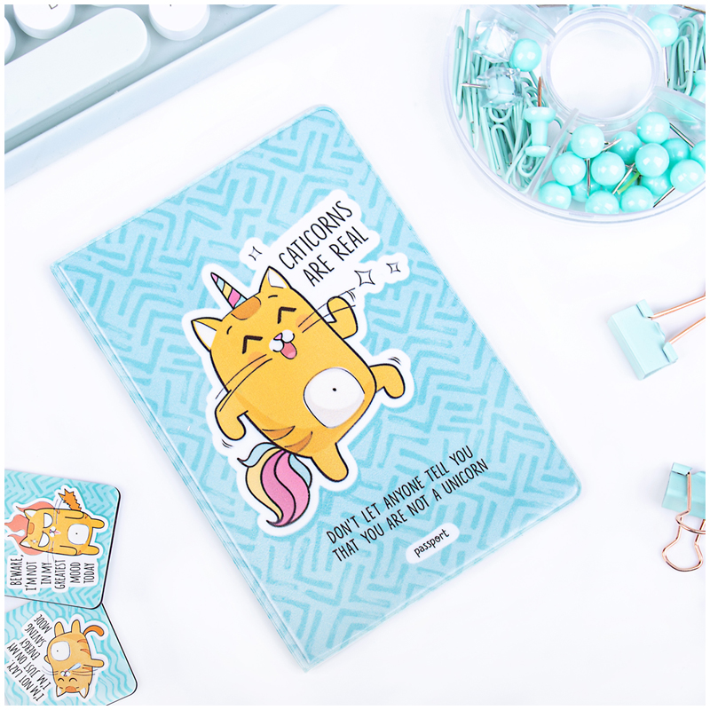 Обложка для паспорта MESHU "Caticorns", ПВХ, 2 кармана MESHU-MS_34123