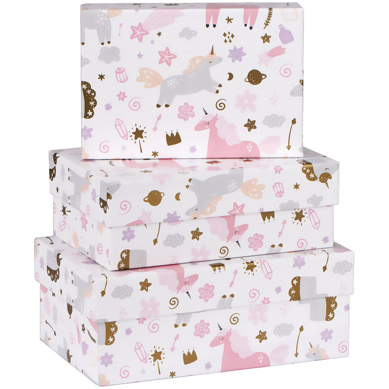 Набор прямоугольных коробок 3в1, MESHU "Unicorns", (19*12*7,5-15*10*5 см) MESHU-Кп_41125