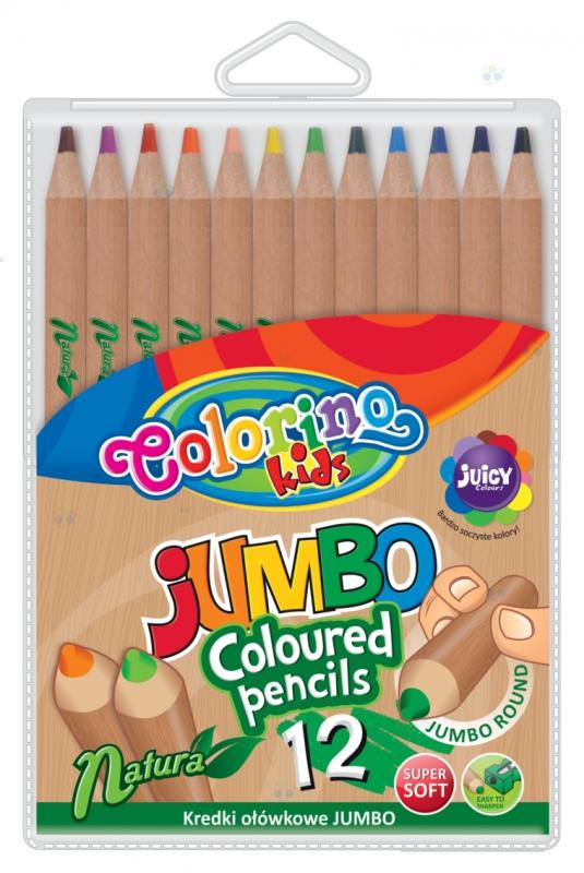 Набор карандашей цветные Colorino JUMBO 12 цветов, корпус нат. дерева, винил. сумка с европод. Clr-CL38942PTR