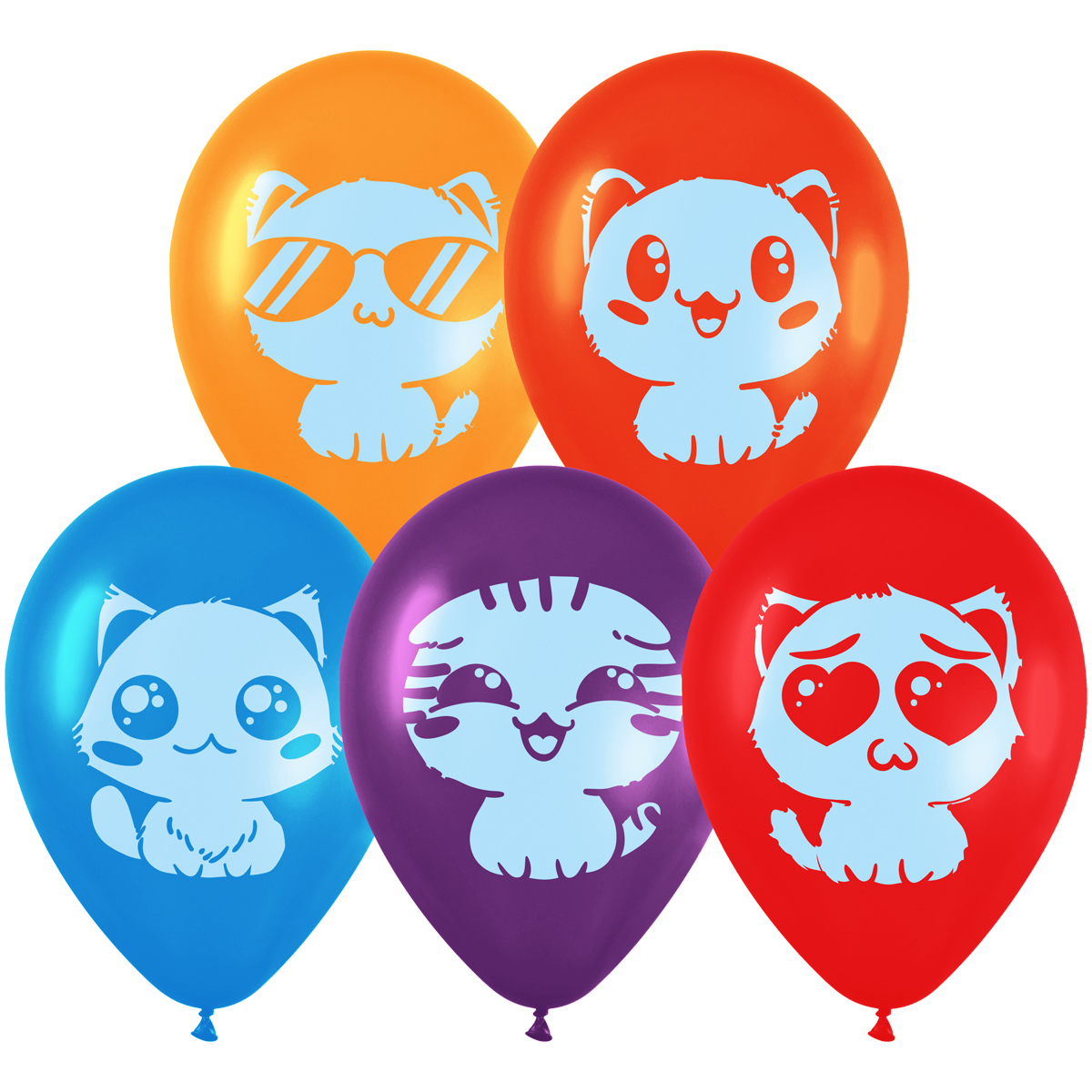 Воздушные шары MESHU "Cute kittens" 10 шт., М12/30 см, пастель, ассорти Meshu-MS_52765