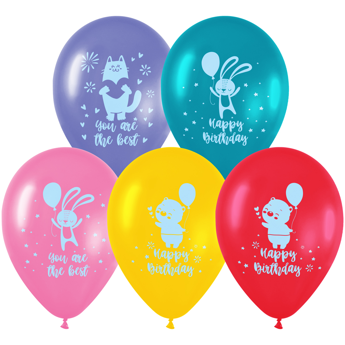 Воздушные шары MESHU "Happy birthday" 10 шт., М12/30 см, пастель, ассорти Meshu-MS_52769