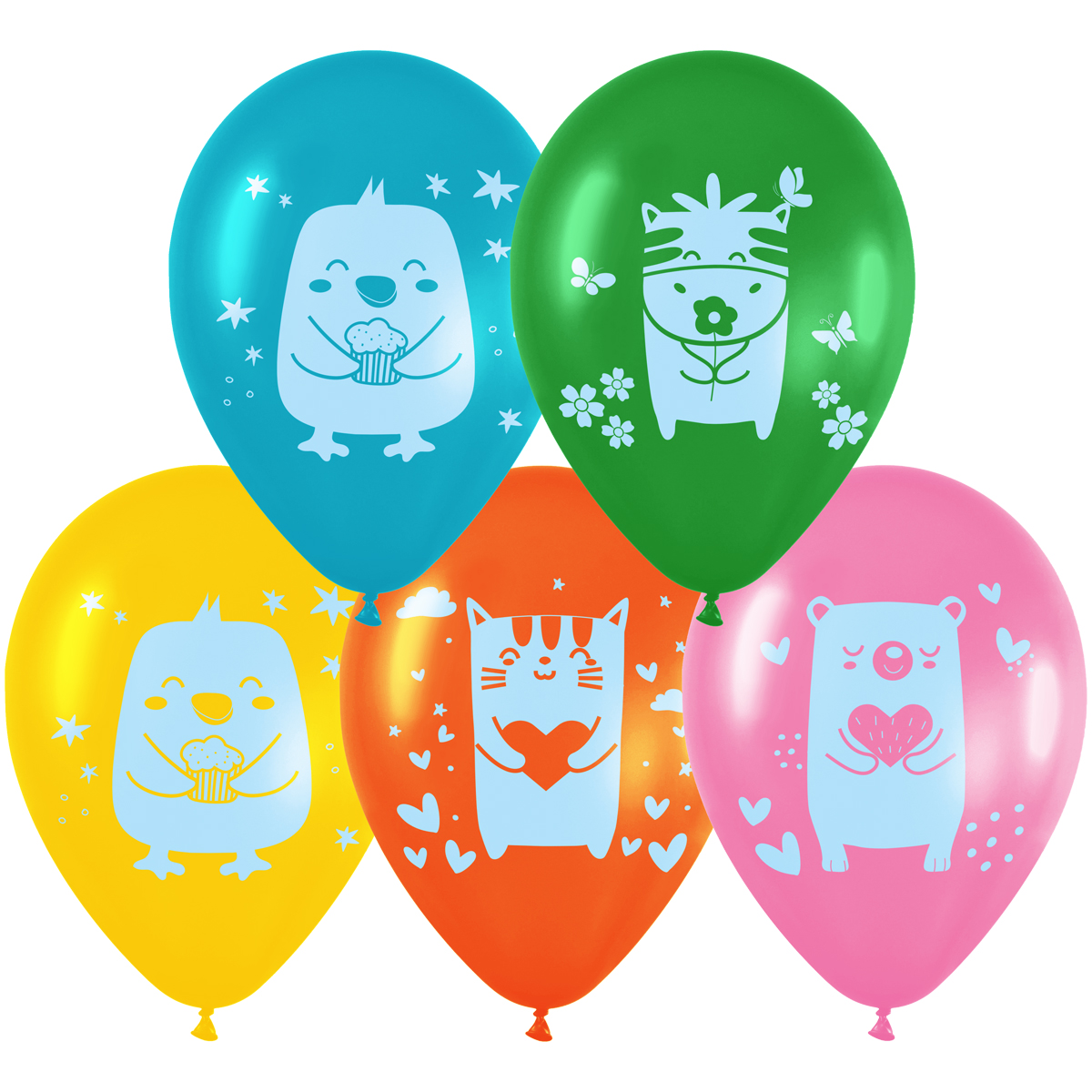 Воздушные шары MESHU "Kids friends" 10 шт., М12/30 см, пастель, ассорти Meshu-MS_52767