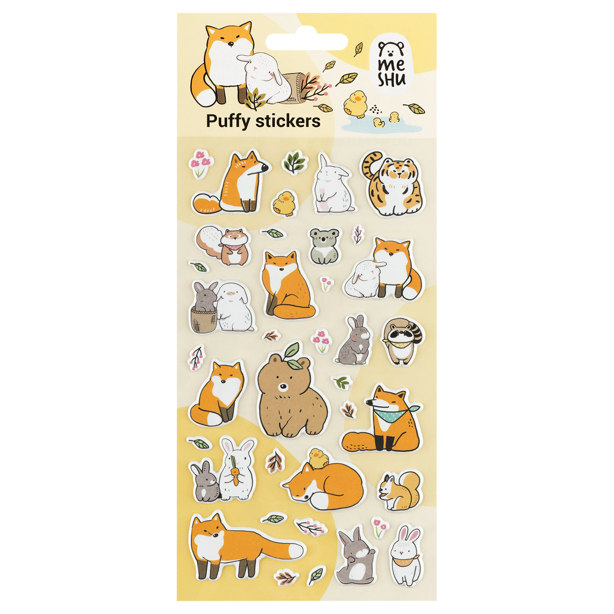 Наклейки объемные MESHU "Forest animals", 10*23 см, пакет европодвес Meshu-MS_57649