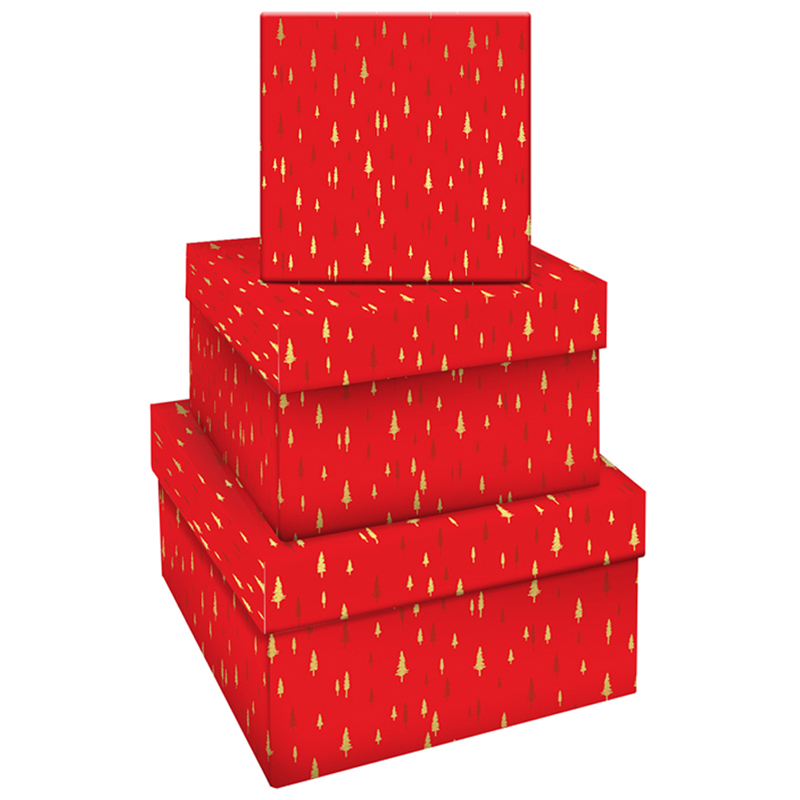 Набор квадратных коробок 3в1, MESHU "Christmas trees", (19,5*19,5*11-15,5*15,5*9см) MESHU-MS_46599