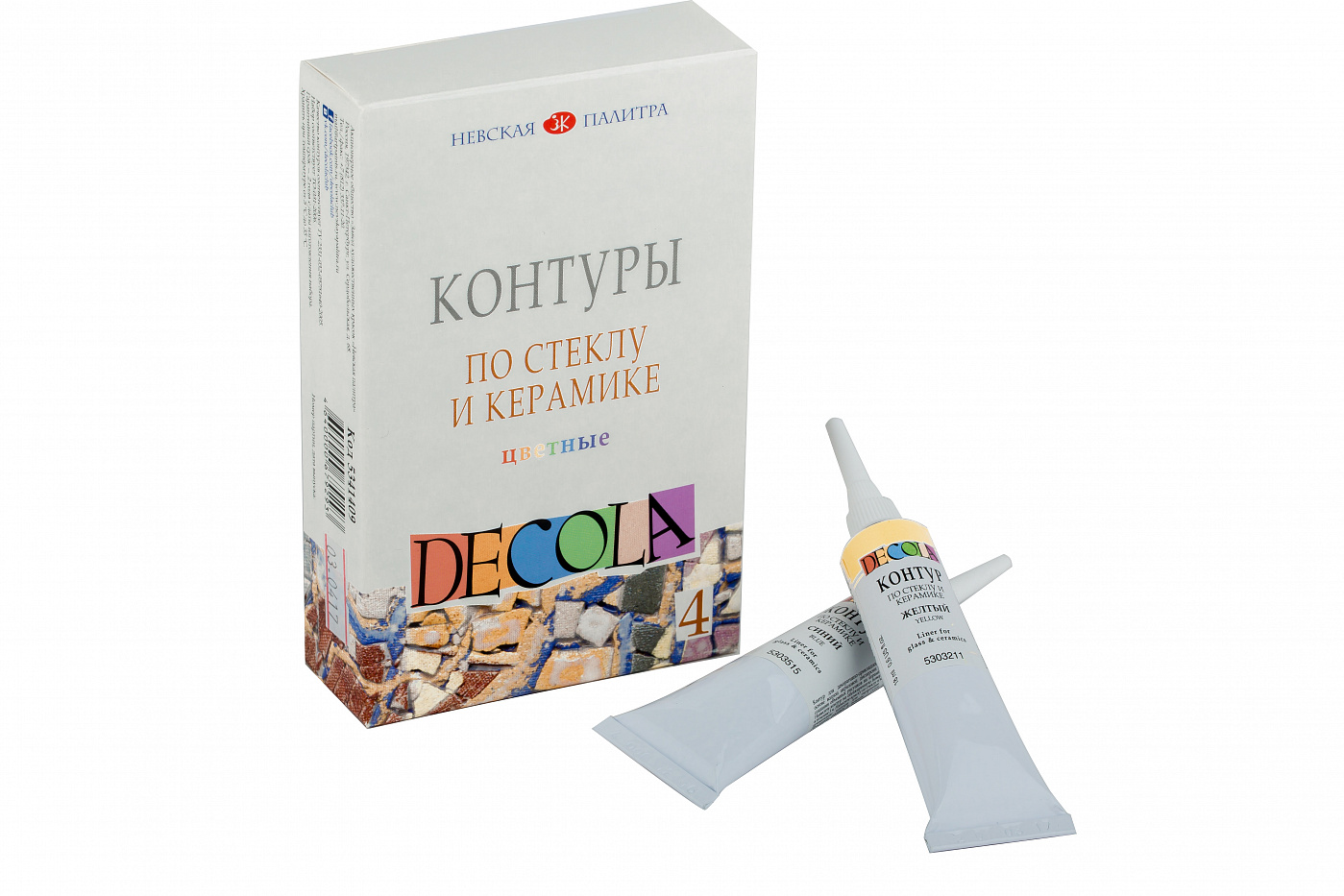Набор контуров по стеклу и керамике "Decola" 4 цв*18 мл Цветные ЗХК-5341409