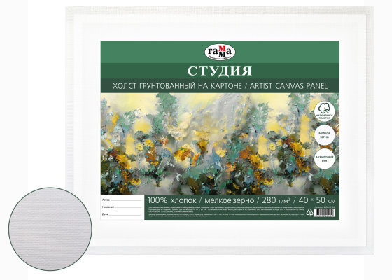 Холст грунтованный на картоне Гамма "Студия" 40х50 см ГМ-280818_09