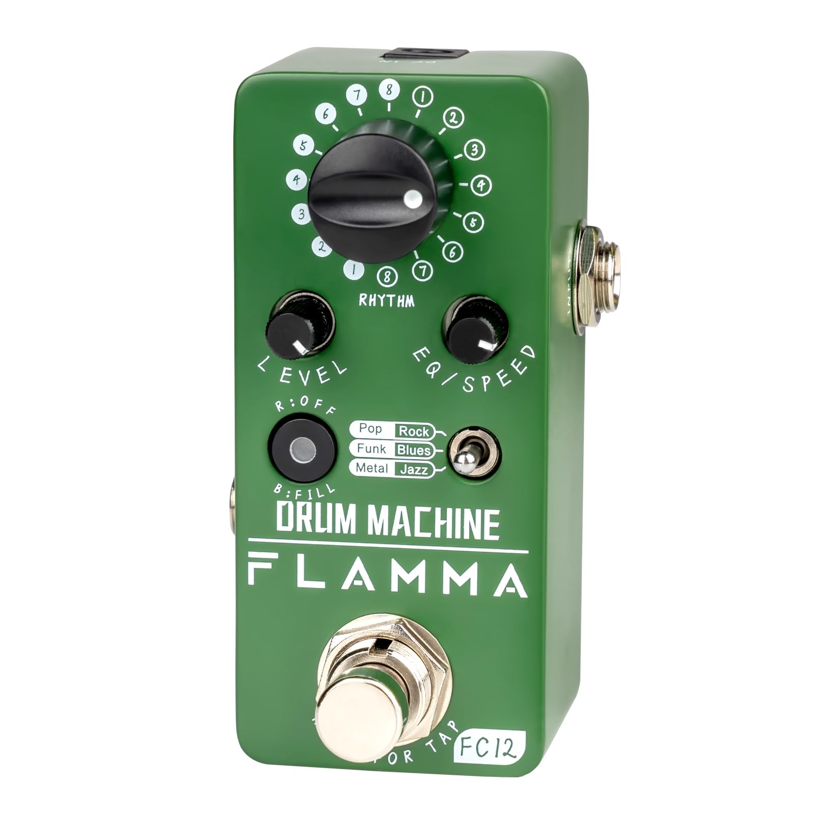FLAMMA FC12 Fill Drum Гитара Барабанщик 6 Музыка До 48 Барабанные сбивки Темп ТЭП Эквалайзер Барабанщик Зеленый В Реальном Времени Машина, Педаль, Типы, Грувы, Пресеты, blue SHUHARI