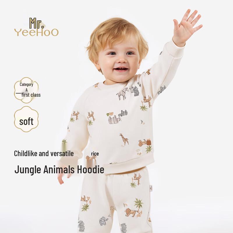 Детская толстовка с круглым вырезом Yinshi с мультяшным принтом 80 beige YEEHOO
