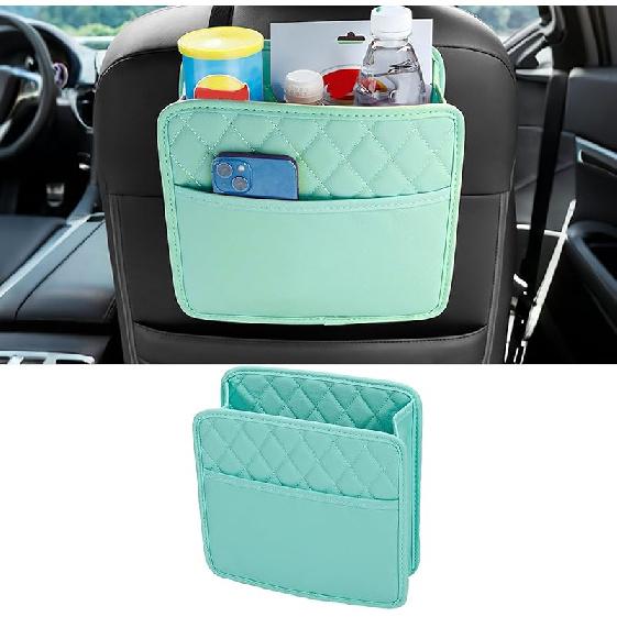 Car Seat Back Organizer, PU Leather Vehicle Backseat Hanging Storage Pocket, Multipurpose Auto Travel Essentials Accessories For Kids & Adults, зелёный 91220103MAC12CXP85