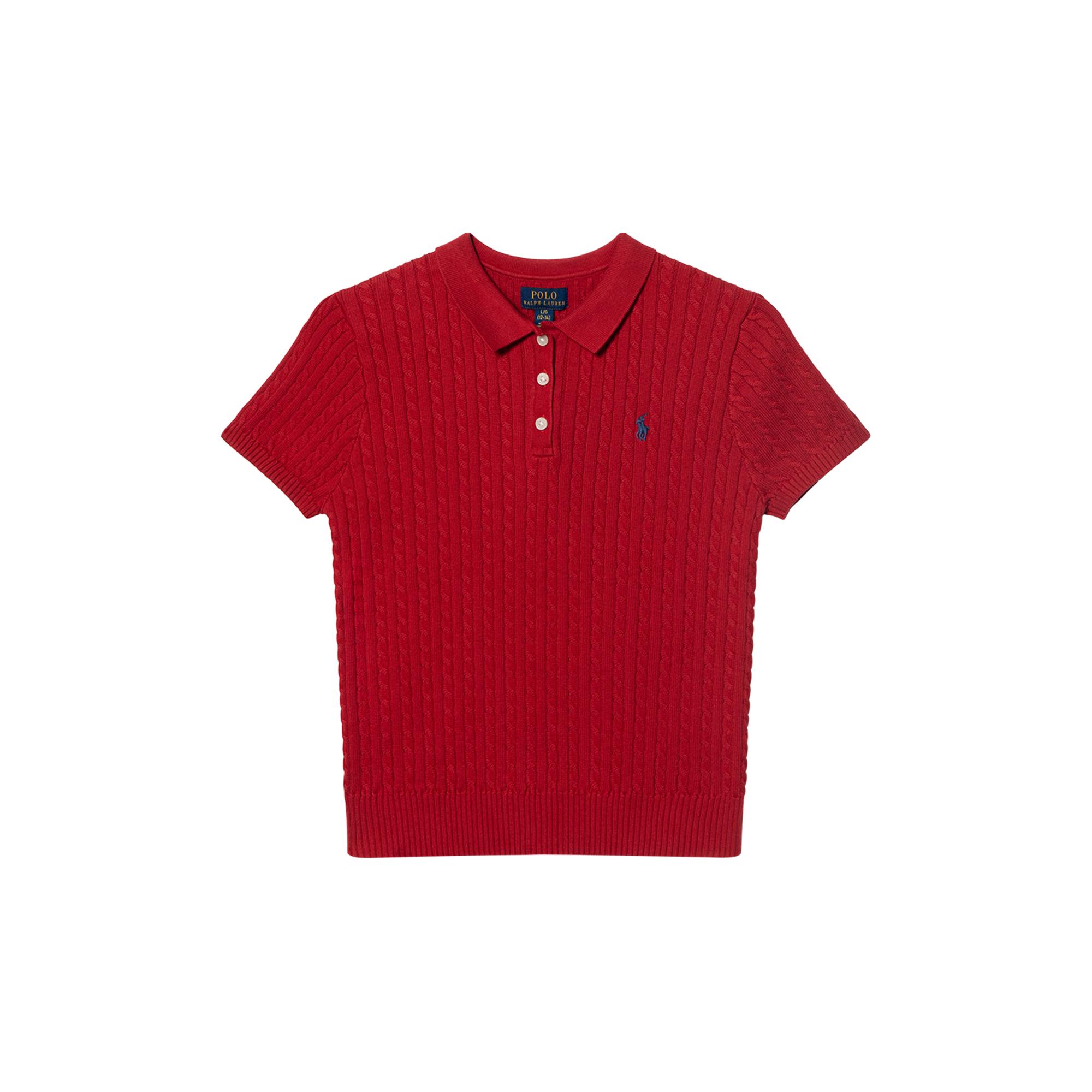 Polo Ralph Lauren Хлопковый свитер с кабельной вязкой, с коротким рукавом, детский свитер 313935002-007 XL red
