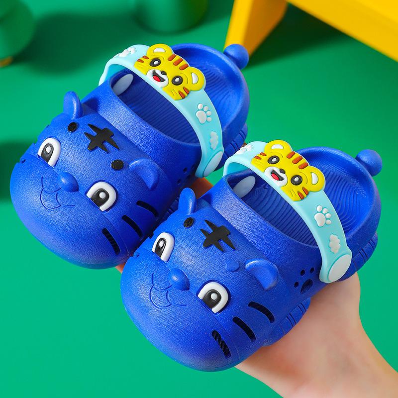 Модные милые тапочки для сада с мультяшным принтом Kawaii Litter Tiger Детские тапочки Летние сандалии Clouds Детские дышащие горки для малышей CN15-16(12cm blue Footwear Fusion