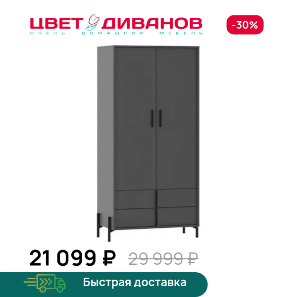 Шкаф Айден 2Д2Я Цвет Диванов ЦБ-00201268
