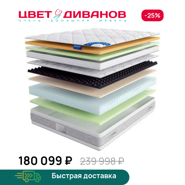 Матрас Gloria Silver с топпером Latex 42 Цвет Диванов ЦБ-00069416