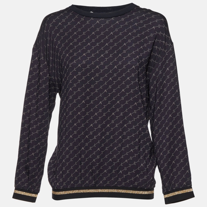 Stella McCartney Navy Blue Logo Printed Jersey Jumper S