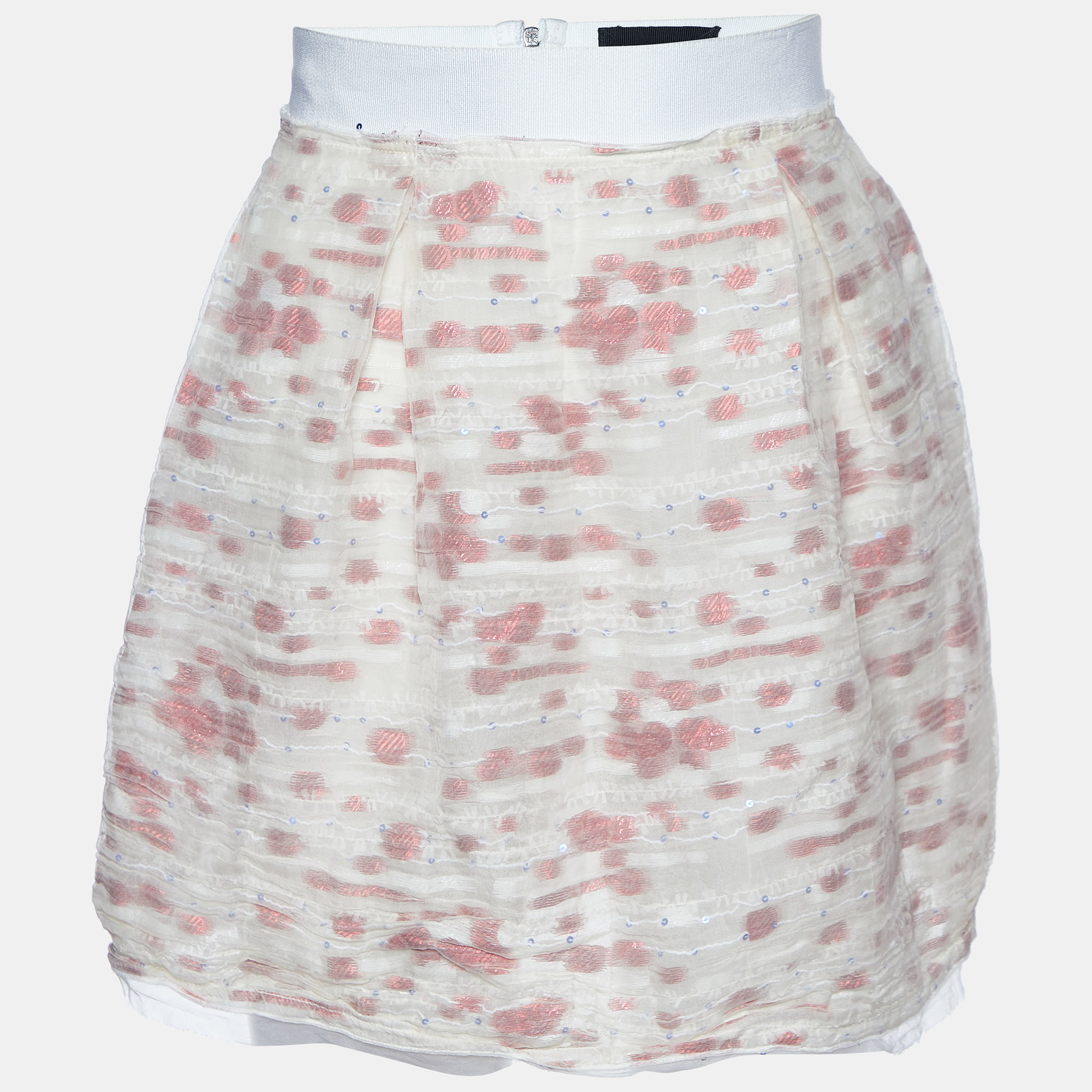 D&G White Fil Coupe Silk Mini Skirt XS