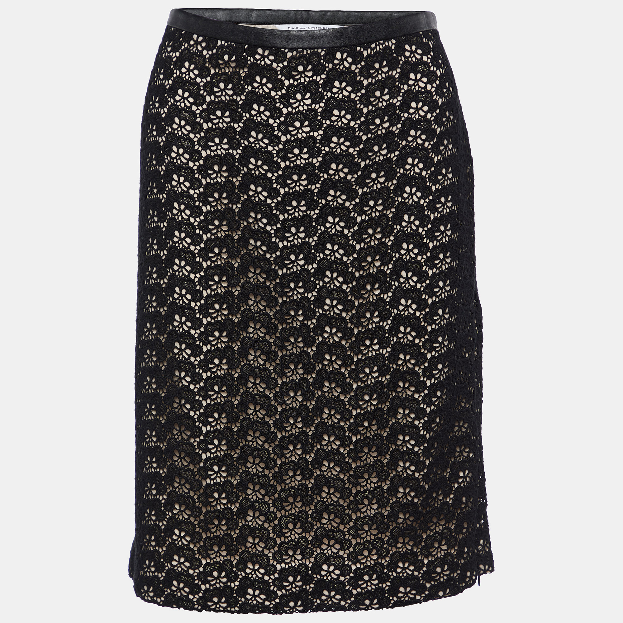 Diane Von Furstenberg Black Stevia Acorn Lace Mini Skirt L