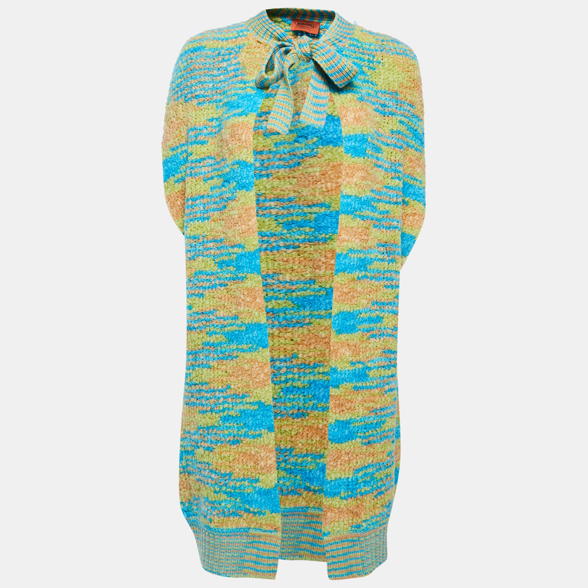 Missoni Multicolor Patterned Wool Blend Open Front Sleeveless Cardigan M