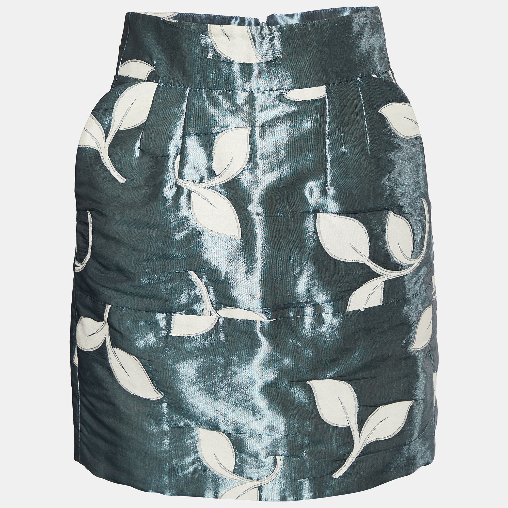 Emporio Armani Blue leaf Jacquard Mini Skirt S
