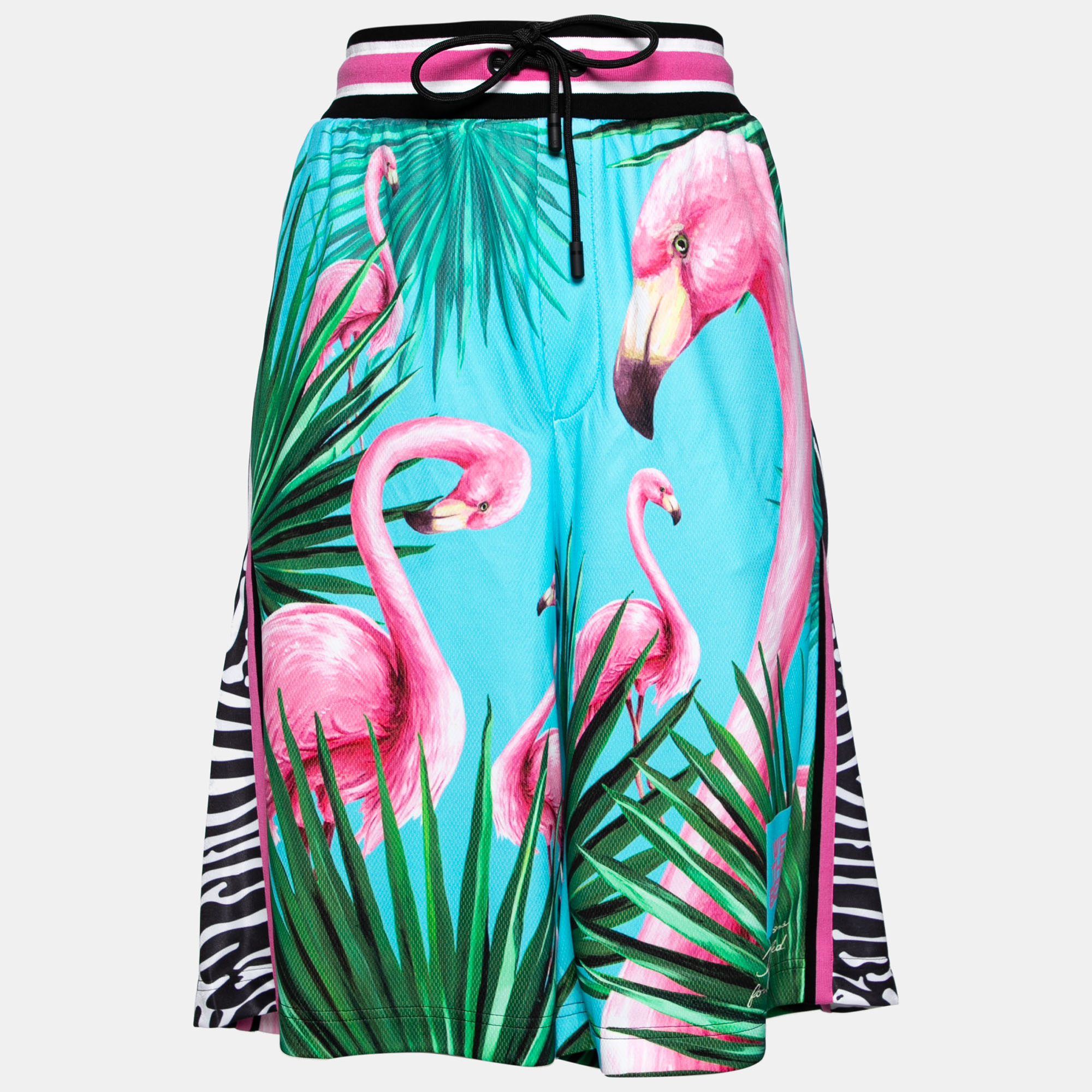 Dolce & Gabbana Blue Flamingo Printed Jersey Shorts XL