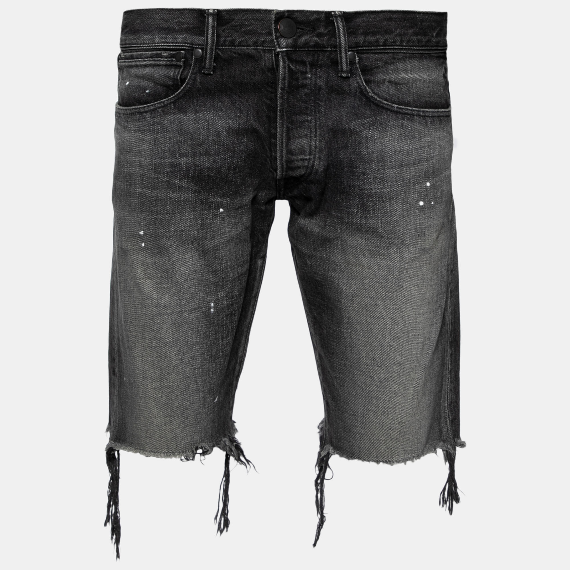 John Elliott Grey Denim Frayed Hem Detail Shorts M