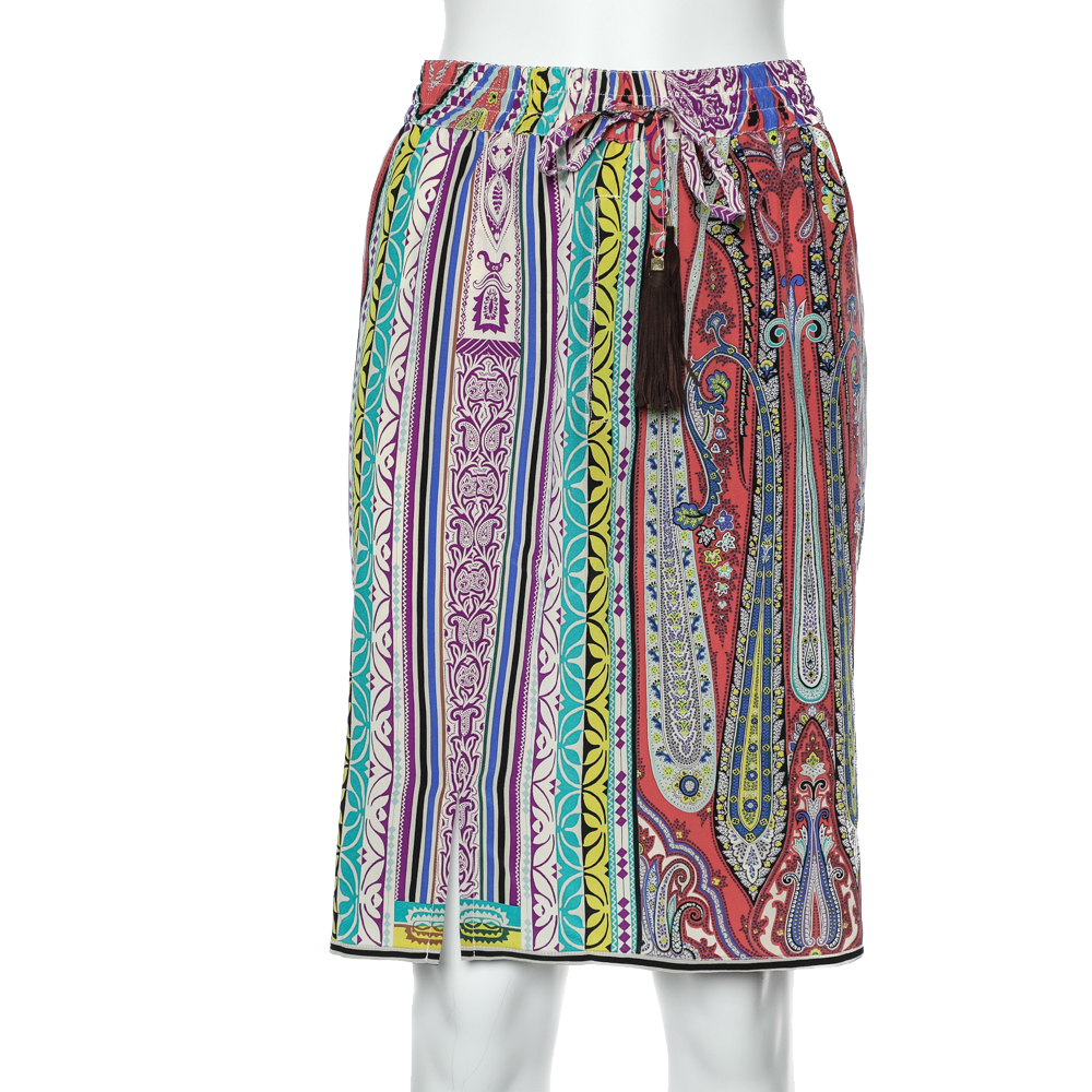 Etro Multicolor Paisley Printed Silk Mini Skirt M
