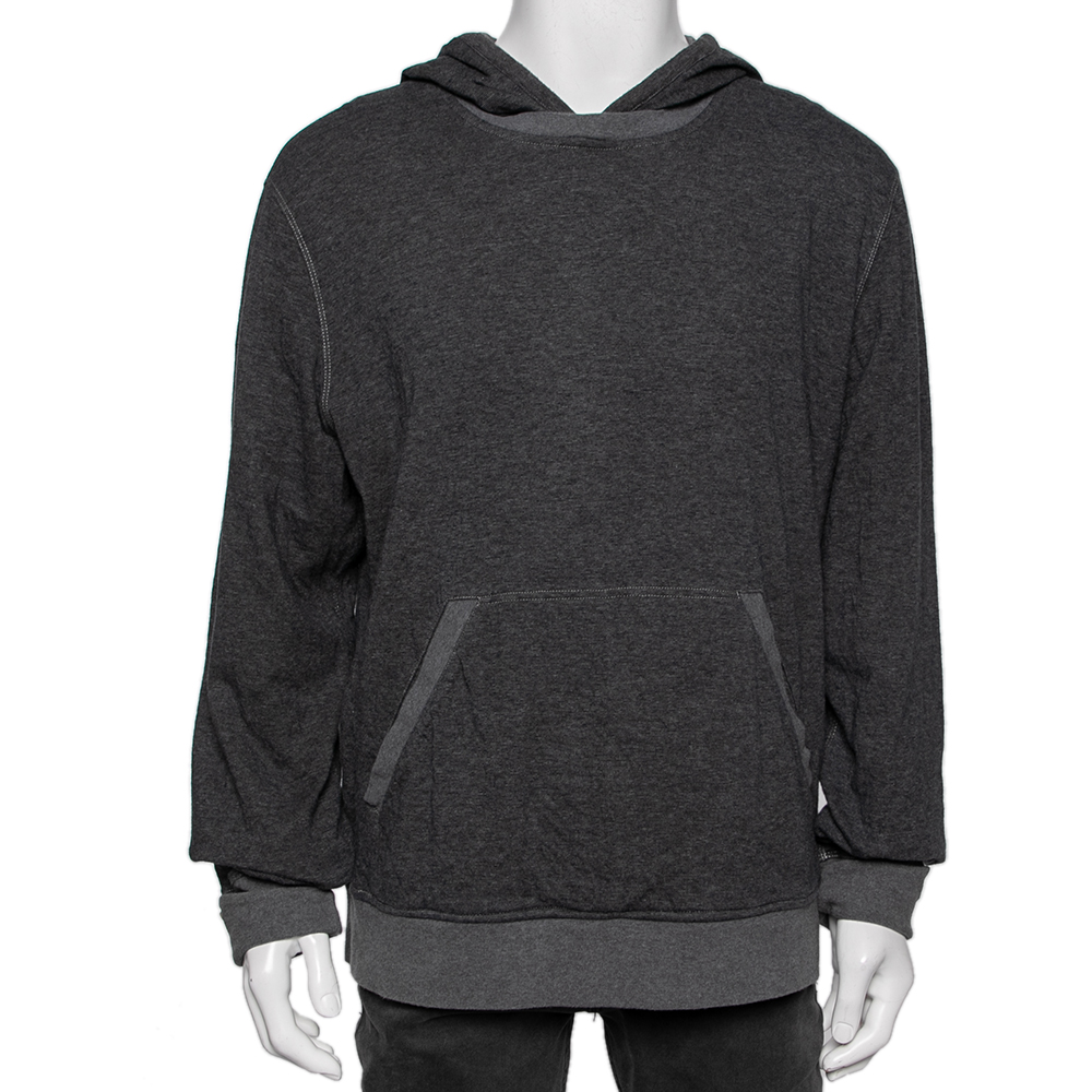 Boss By Hugo Boss Grey Wool Long Sleeve Hoodie XXL