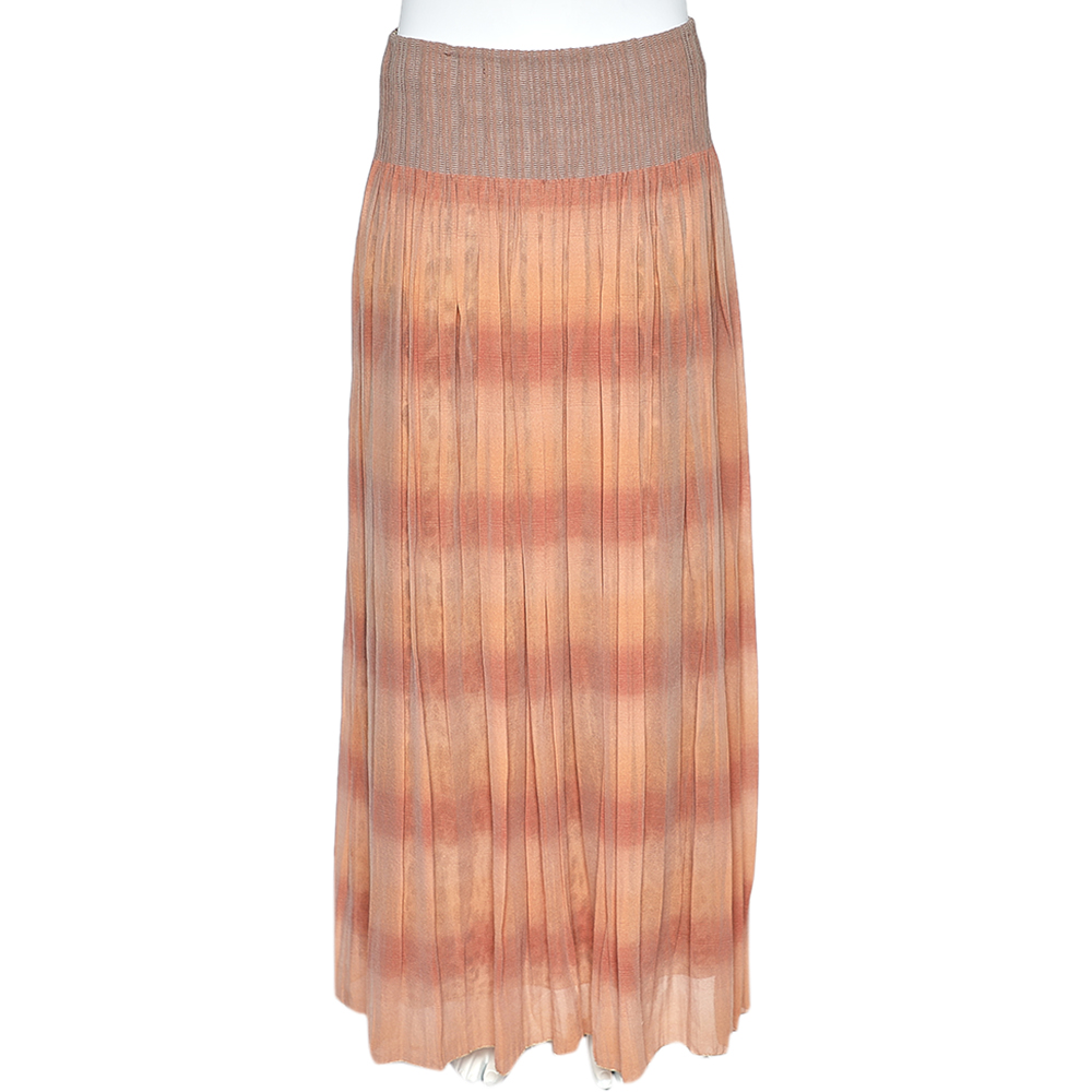 Class by Roberto Cavalli Pink & Animal Printed Silk Layered Maxi Skirt L