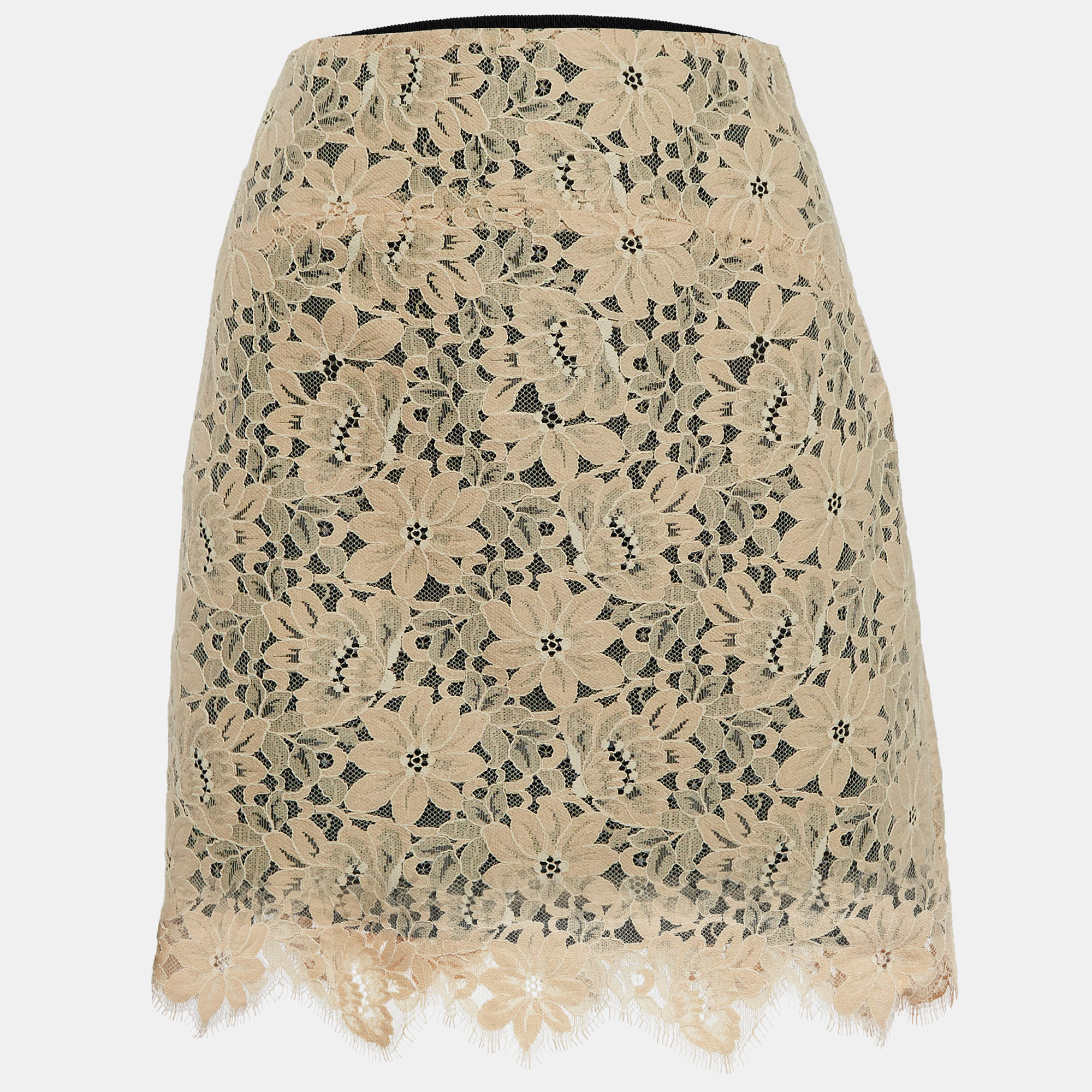 Sandro Beige Lace Knee Length Skirt L