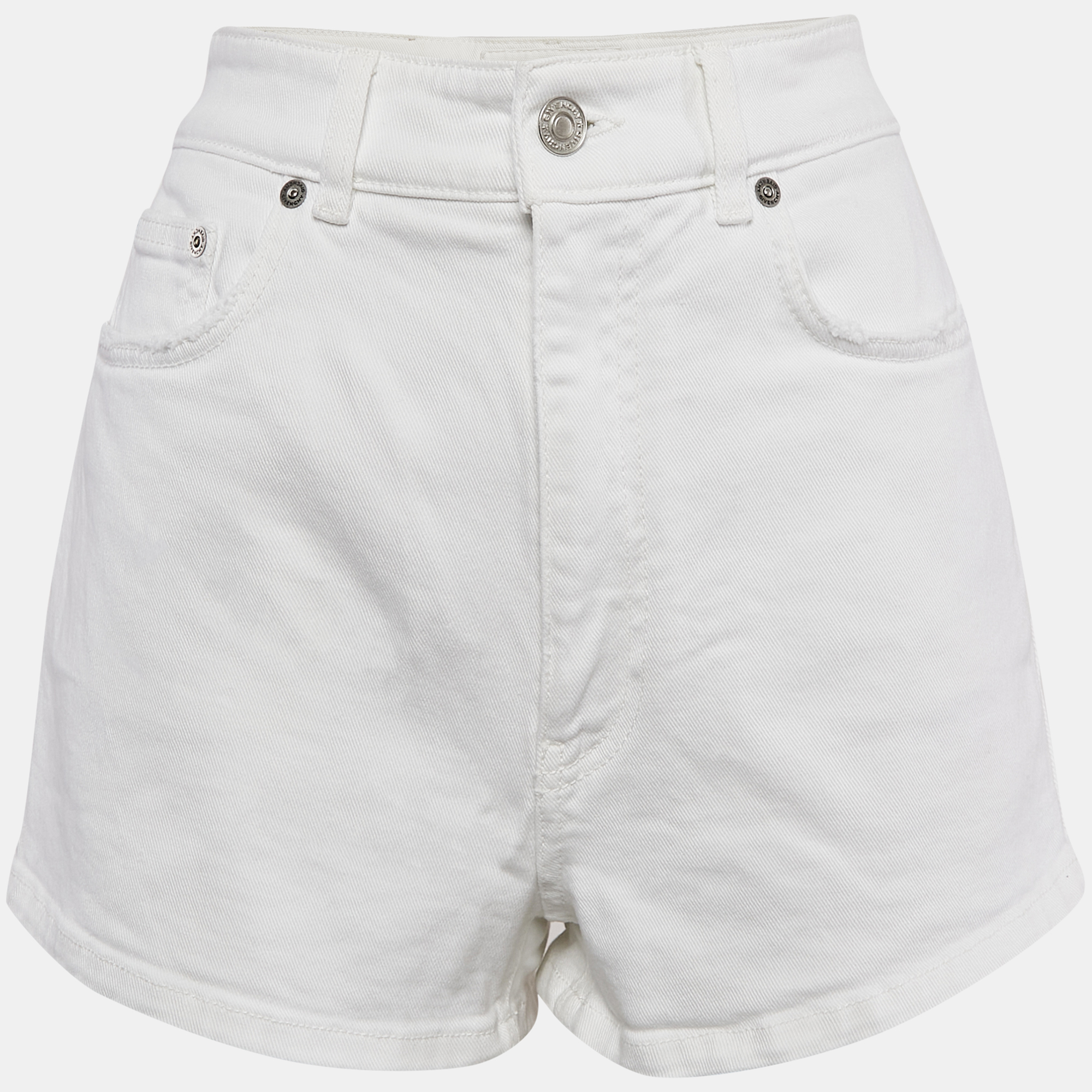 Givenchy White Denim Distress Pocket Detail Shorts L