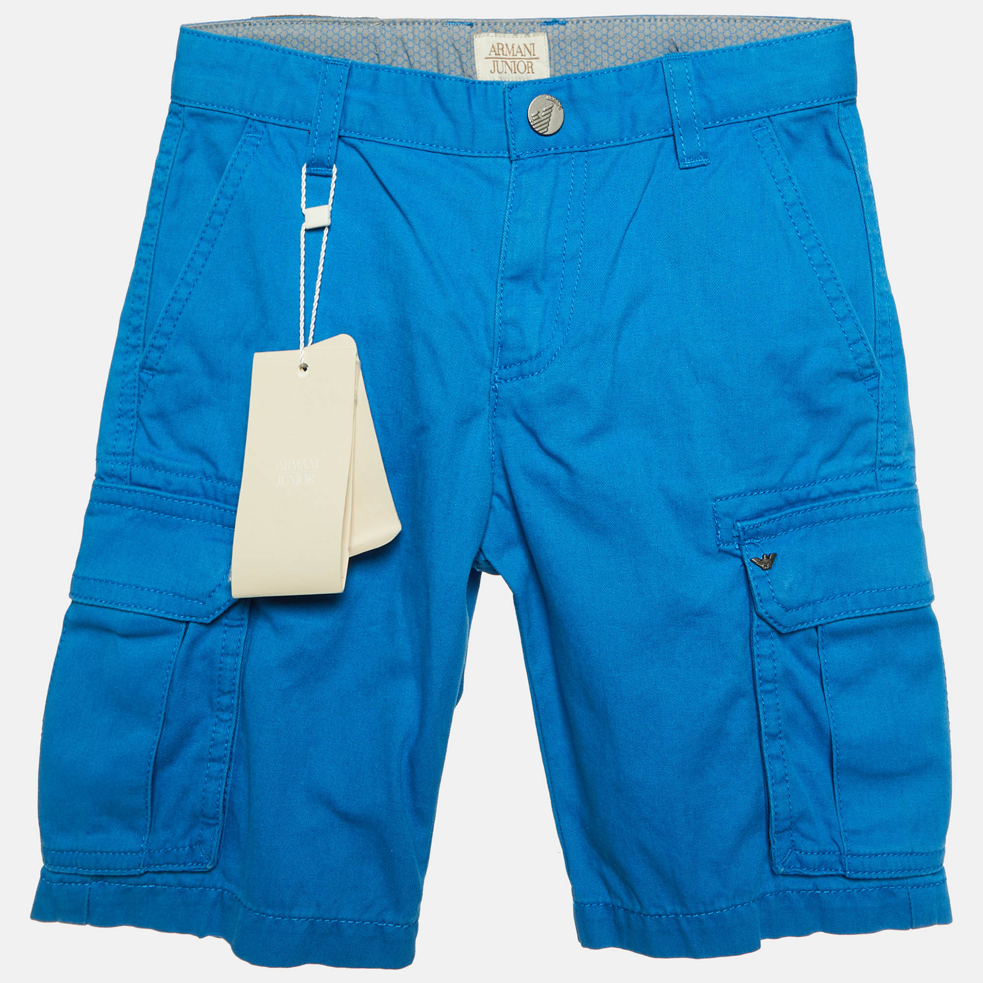 Armani Junior Blue Cotton Bermuda Shorts 6 Yrs Giorgio Armani