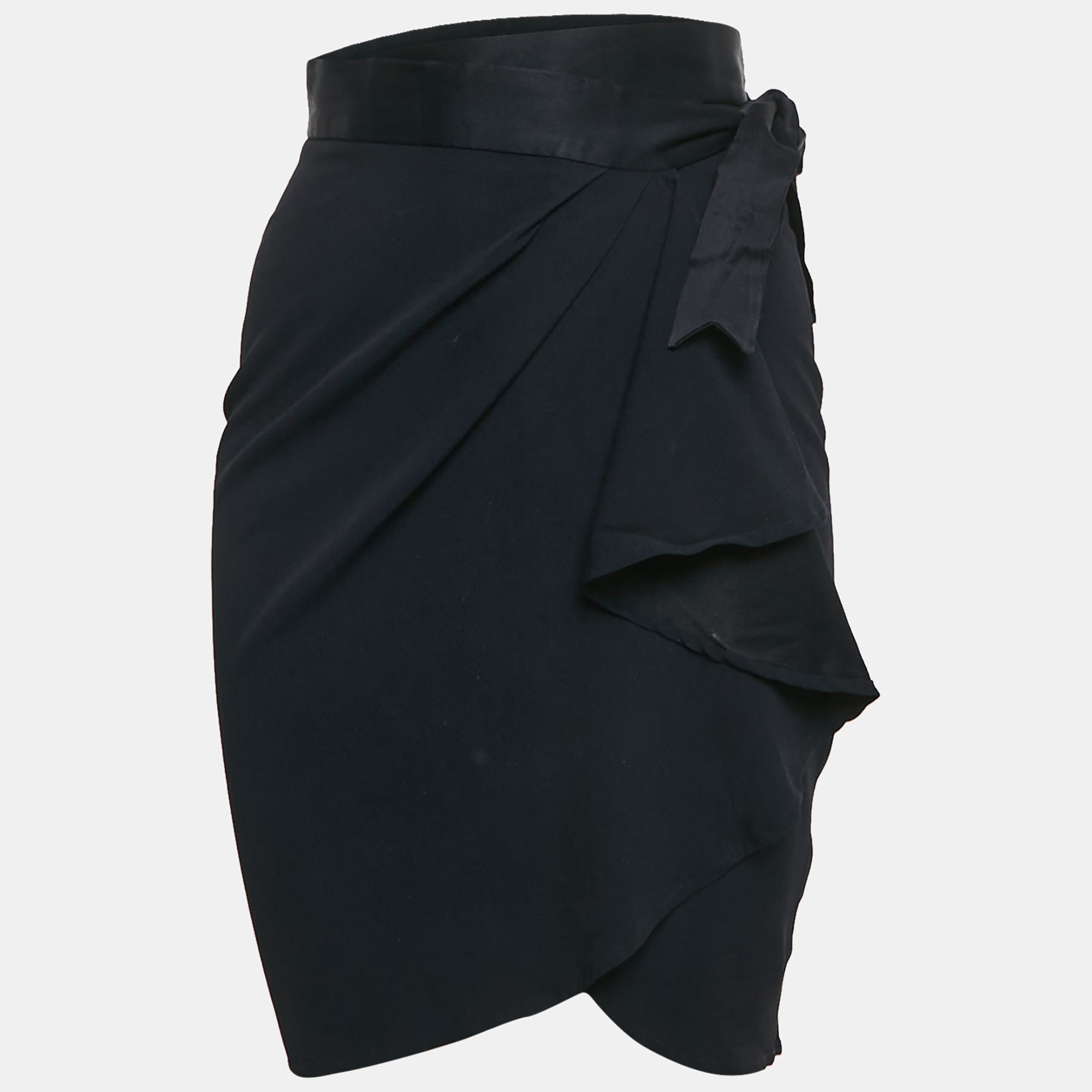 Moschino Navy Blue Sateen Ruffled Wrap Skirt M Moschino Cheap and Chic