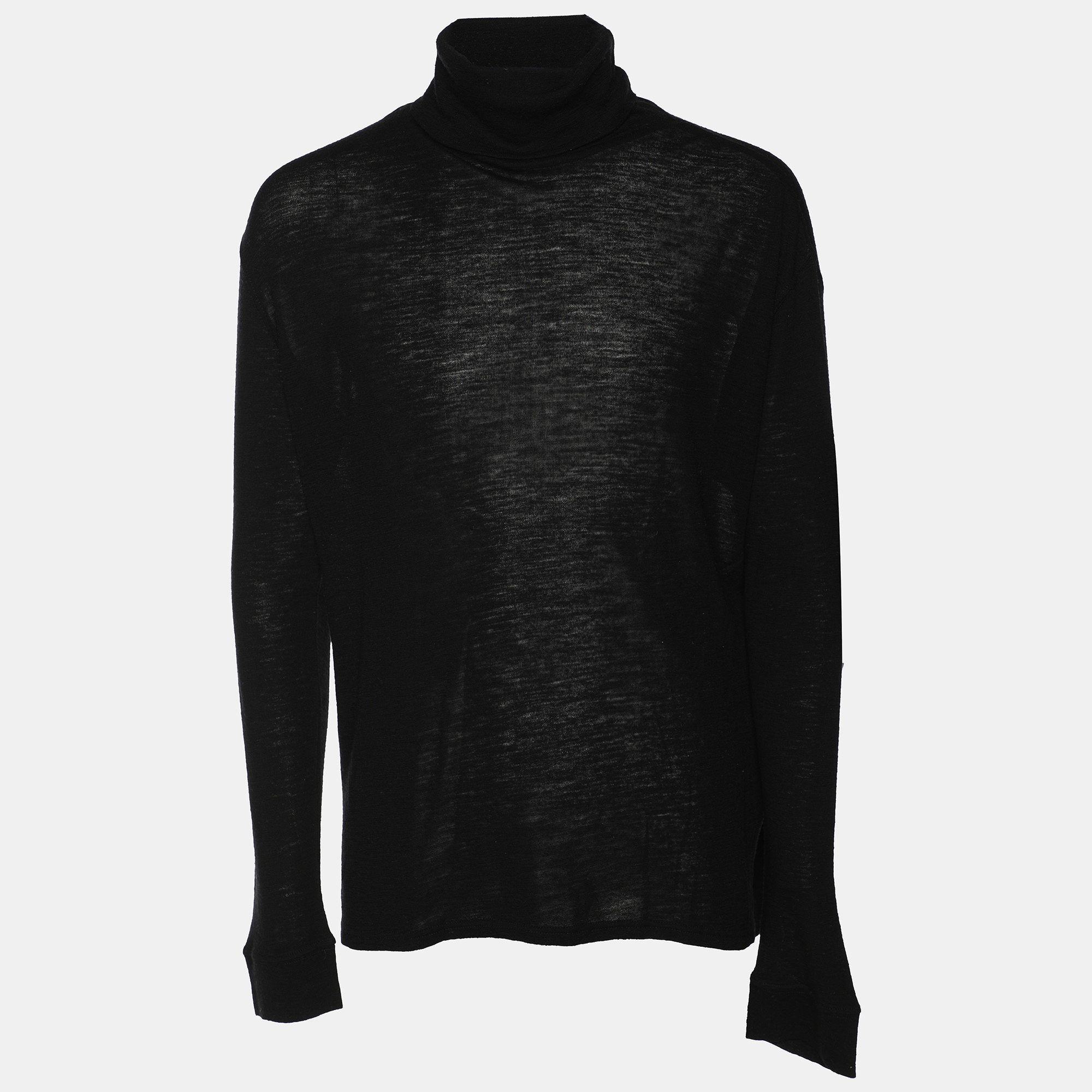 Balmain Black Wool Turtle Neck Knit Sweater M
