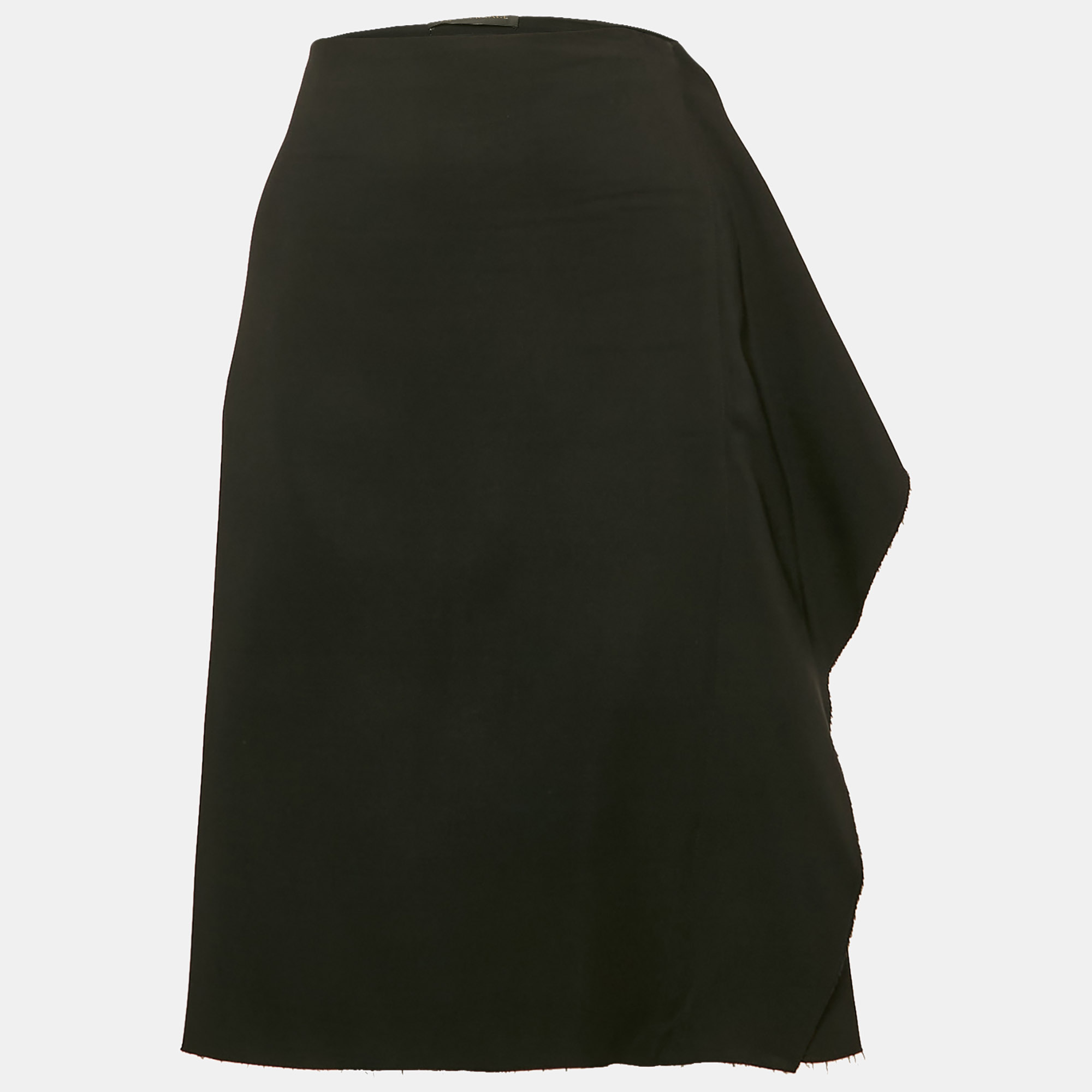Versace Black Sateen Drape Detail Pencil Skirt  L