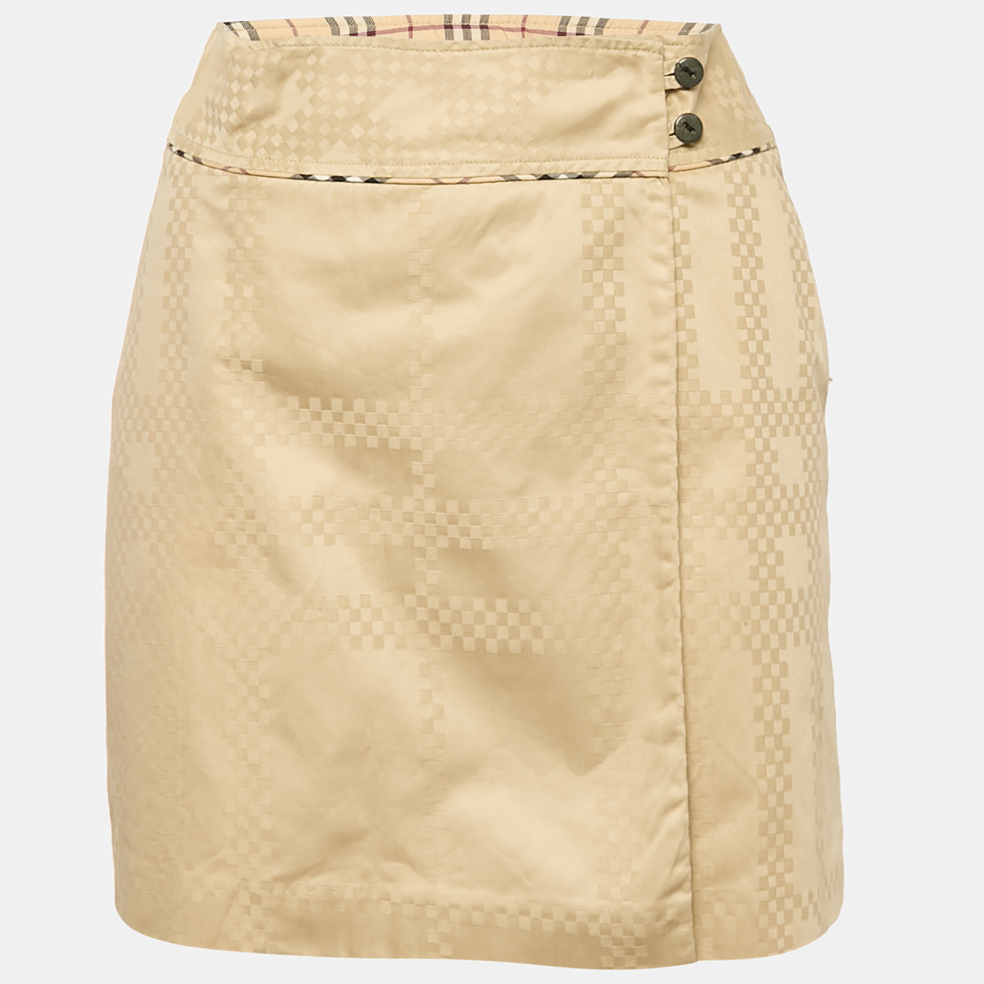 Burberry Kids Beige Cotton Jacquard Mini Wrap Skirt 14Yrs