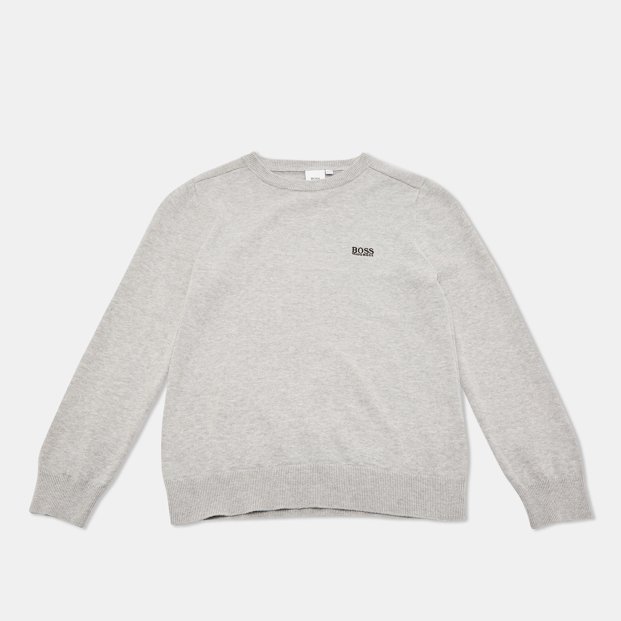 Boss By Hugo Boss Kids Grey Cotton Crew Neck Sweater 10 Yrs