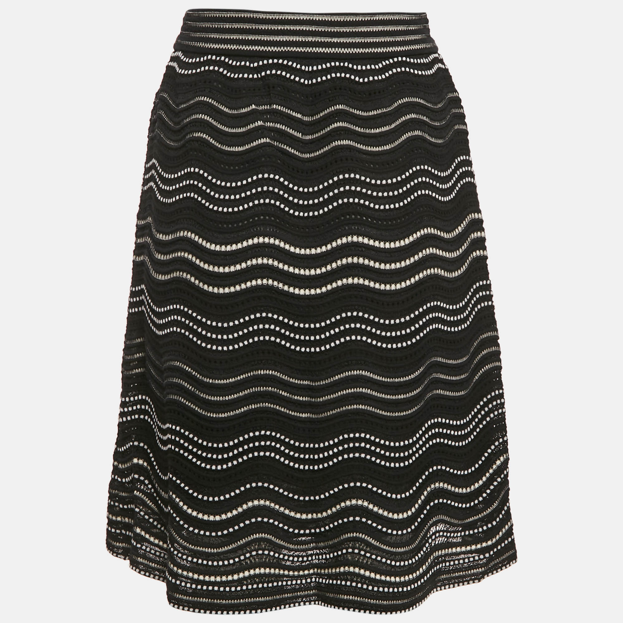 M Missoni Black Patterned Flared Short Skirt S