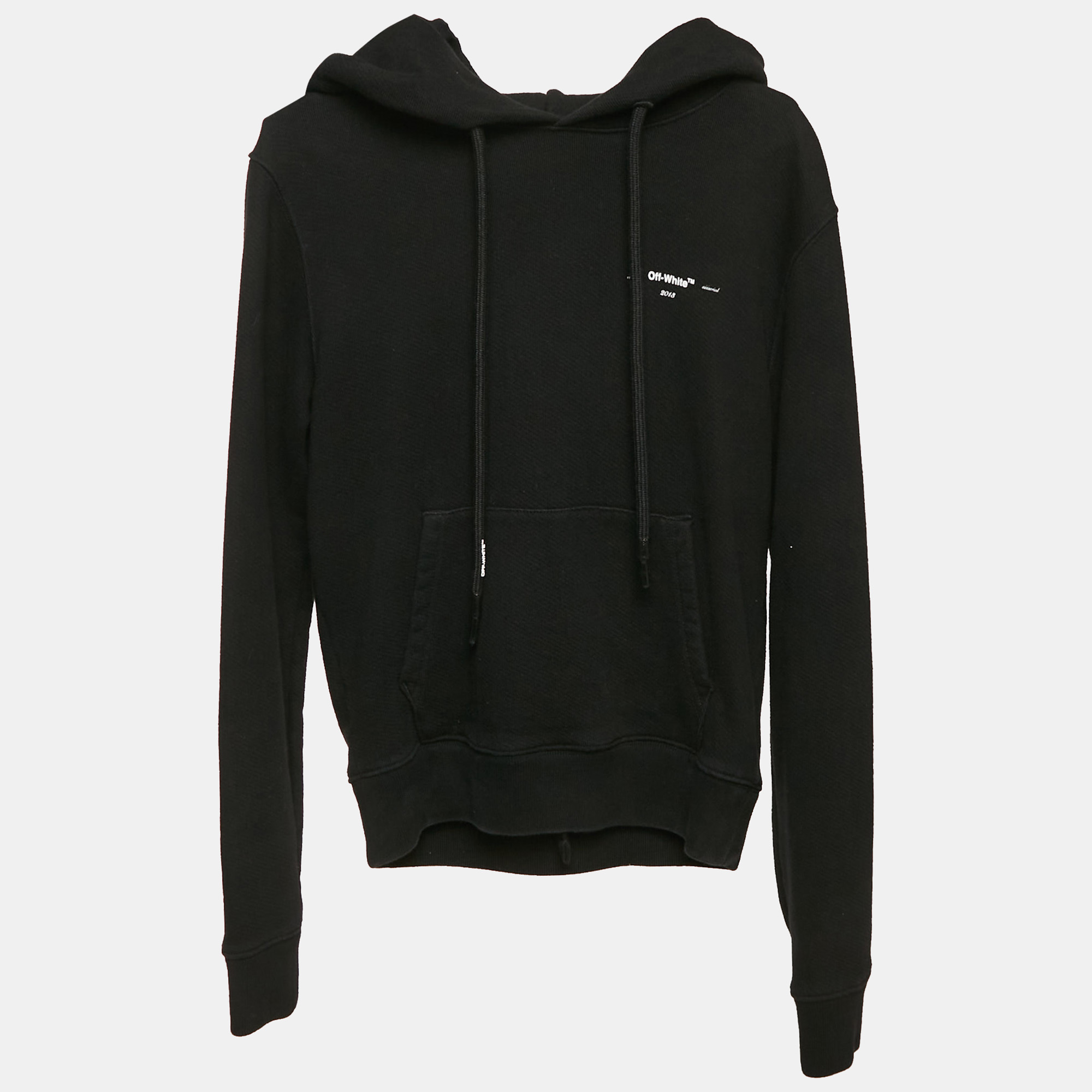 Off-White Black Cotton Knit Arrow Applique Hoodie XXS