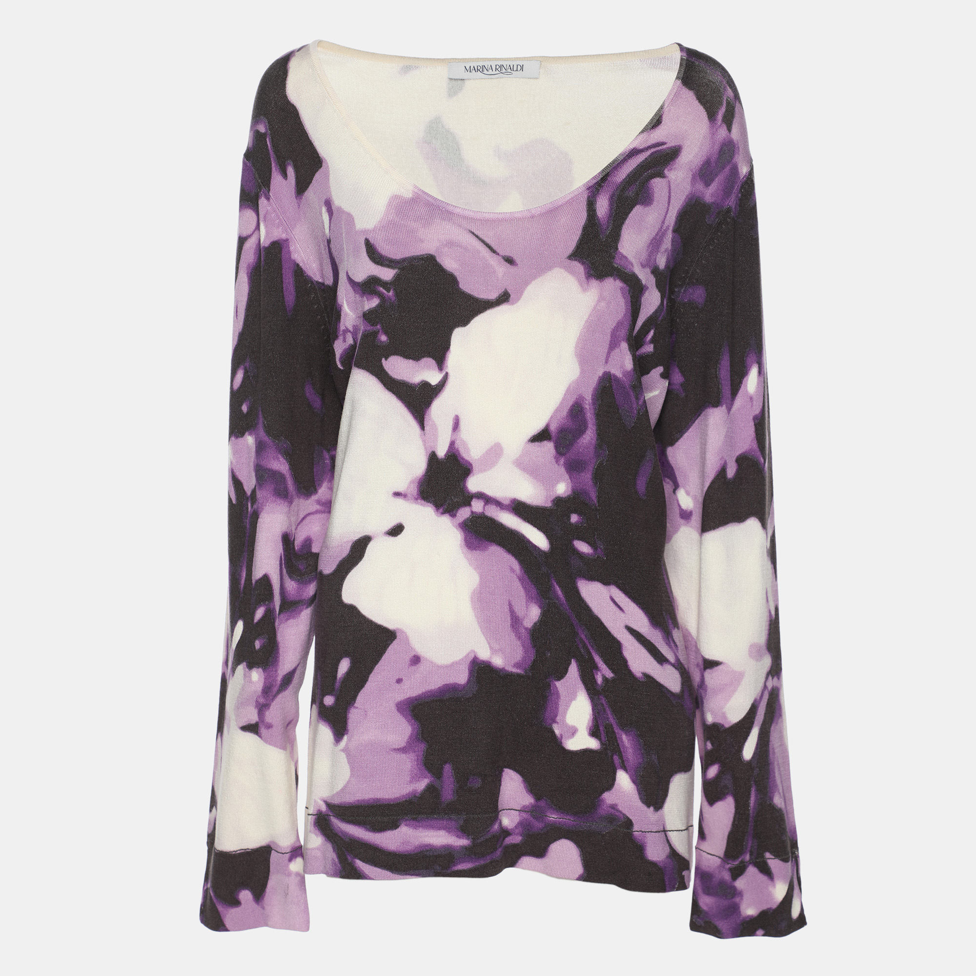 Marina Rinaldi Multicolor Printed Silk Sweater L