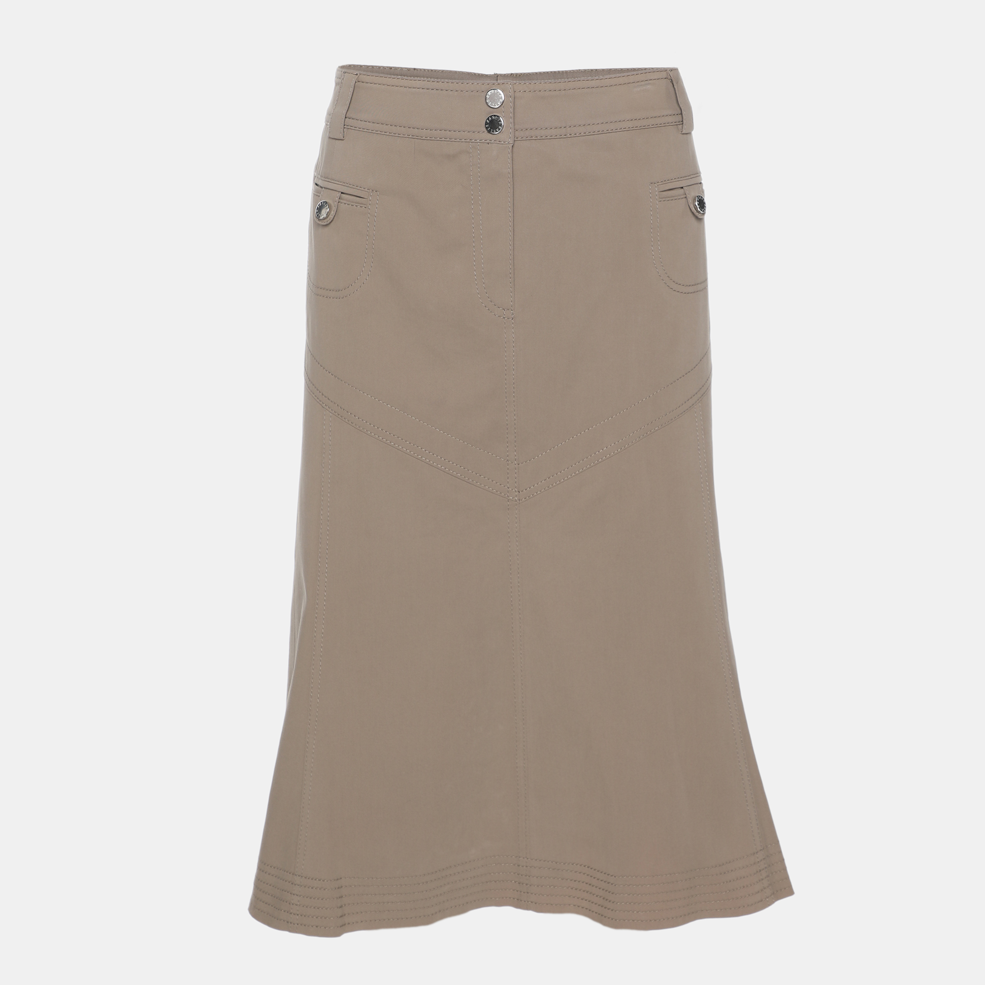 Weekend by Basler Khaki Stretch Cotton Midi Skirt XXL