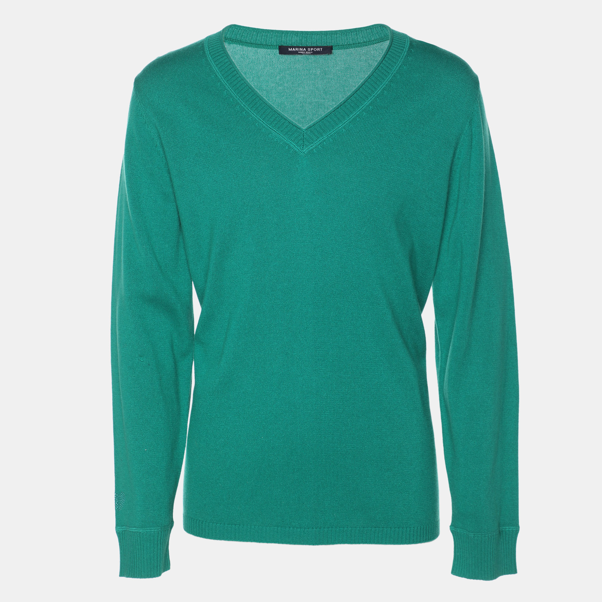 Marina Sport by Marina Rinaldi Green Silk Blend Sweater L 424