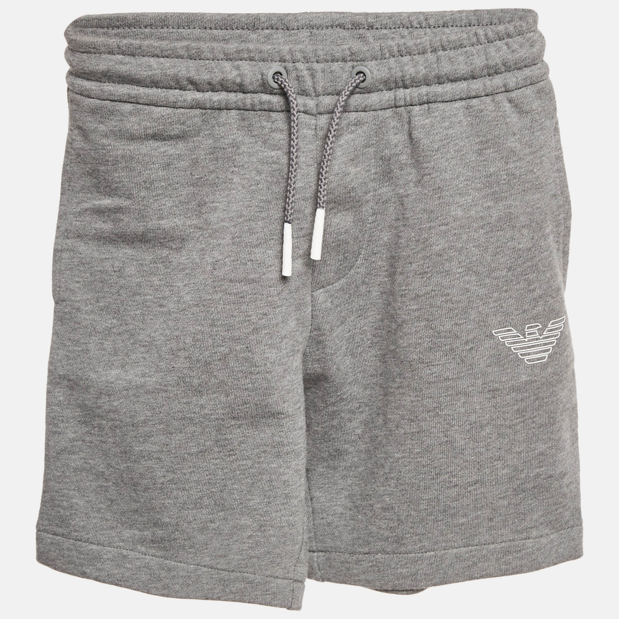 Emporio Armani Kids Grey Cotton Knit Drawstring Shorts 6 Yrs