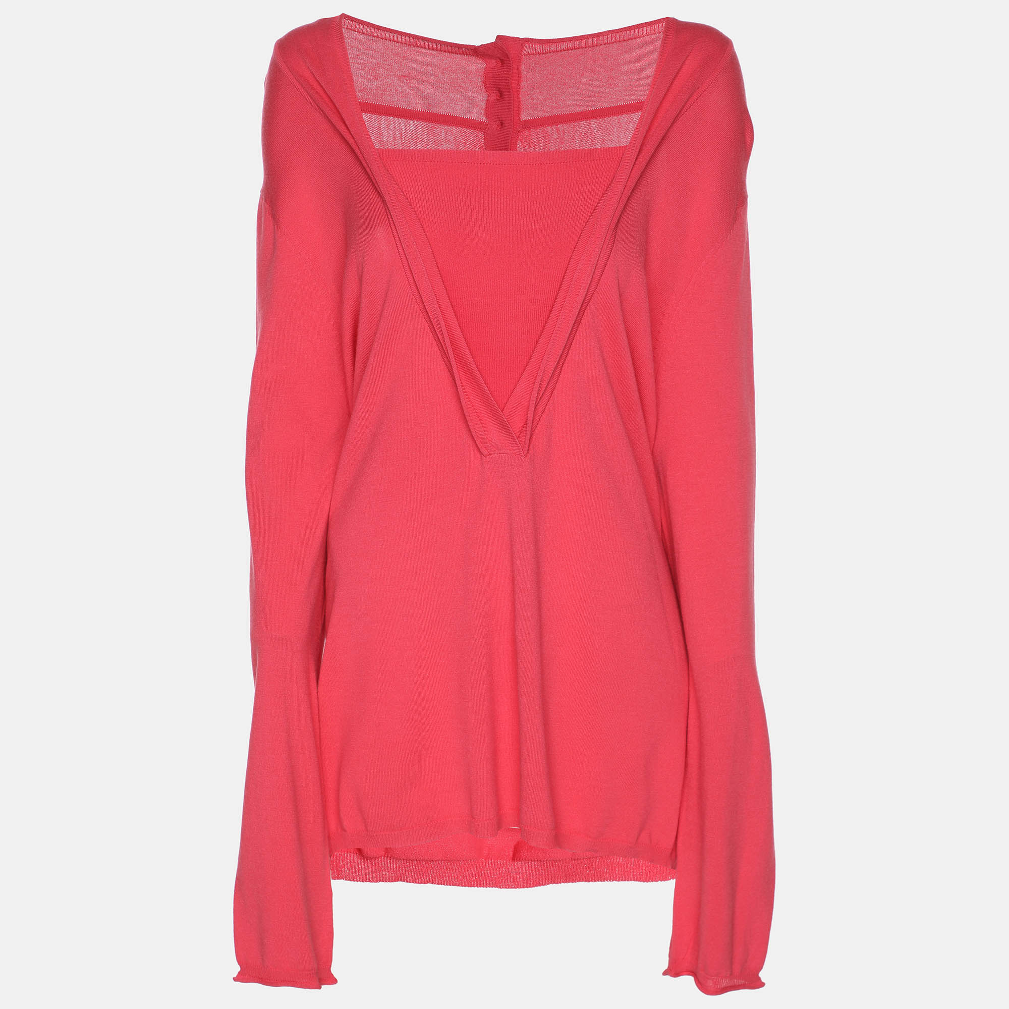 Voyage by Marina Rinaldi Pink Knit Full Sleeve Shrug L